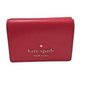 Kate Spade NY EUC Staci Micro Tri Fold Wallet w/ Saffiano Leather Digital Red